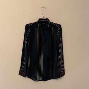WhoWhatWear Striped Button Down Shirt